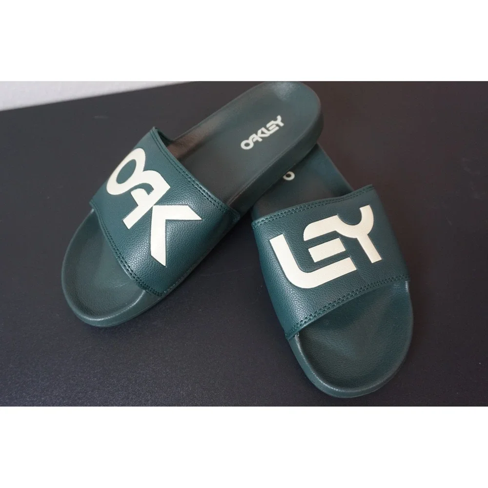 Oakley B1B Slide Sandals Mens 6 Hunter Green White Logo Athletic Slip On Shoes